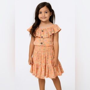Tahari Girl Floral Ruffle Kids Set  - Orange